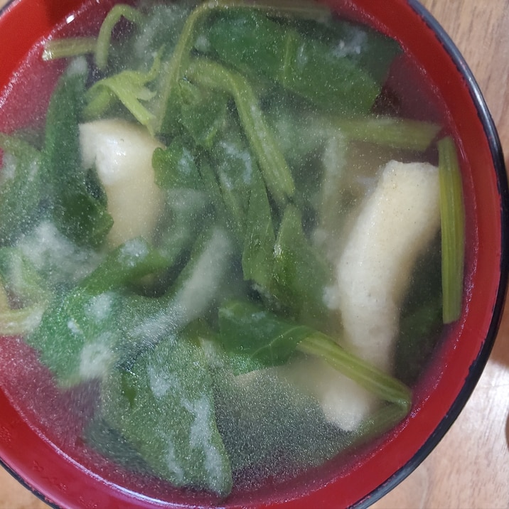 ほうれん草、薄あげの味噌汁